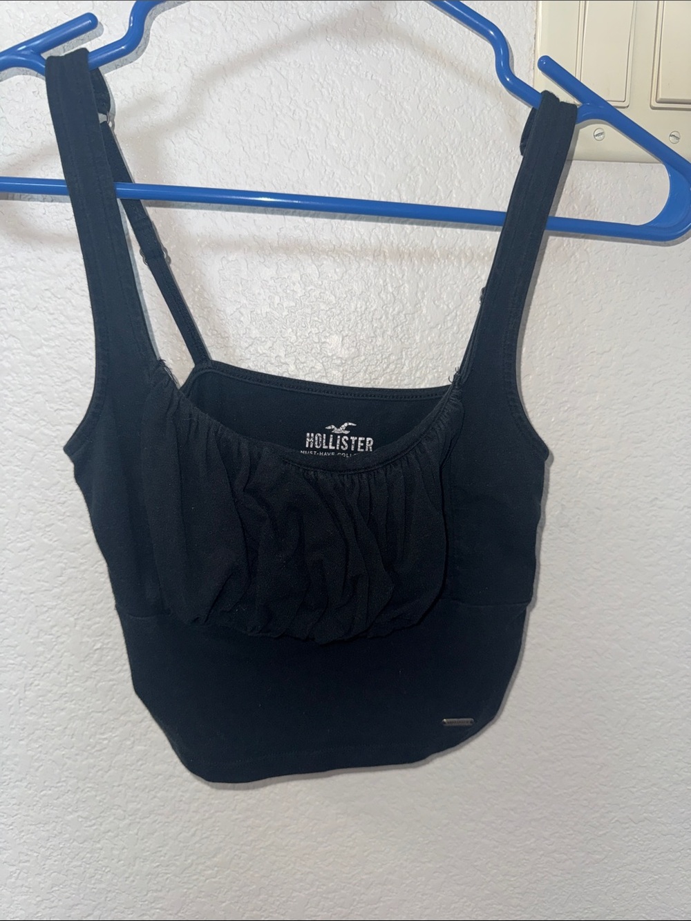 Hollister Black Ruched Bust Crop Tank